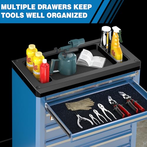 LARBANKE 7-Drawer Rolling Tool Chest with Wheels,Locks,Blue Tool Cabinet - color: Blue, size: 7 drawer tool chest
