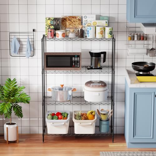 PayLessHere | 4-Tier Wire Shelf | 35" x 13.4" × 53.7" | Black - color: Black, size: 35.4L x 13.3W x 53.7H