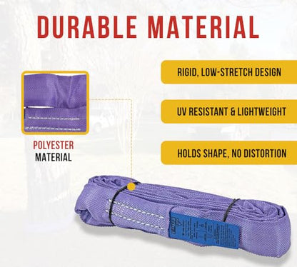 2 Pack 2 ft Purple Polyester Endless Round Sling 2600 LBS Vertical Capacity | 2100 LBS Choker | 5200 LBS Basket | Heavy Duty Endless Sling for Wrecker Recovery, Lifting & Towing - color: Purple - Vertical Capacity: 2,600 lbs., size: 2 Feet, style: 2 - Pac