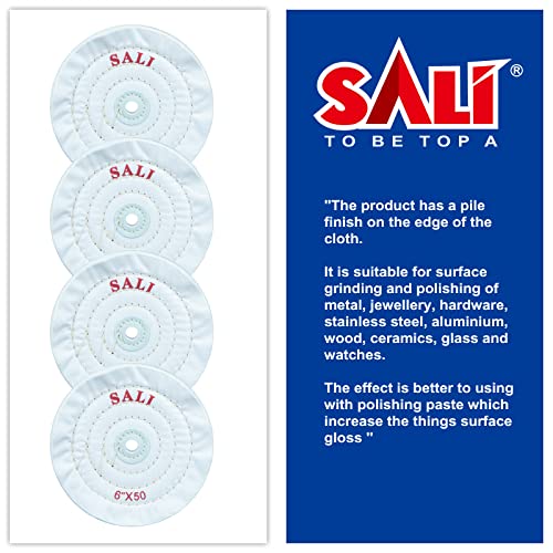 SALI 4 Pack Polishing Wheel for Bench Grinder Buffing Wheel 6 inch White Cotton (50 Ply) for Buffer Polisher Fine Polish Pad 1/2'' Arbor Hole - style: Soft