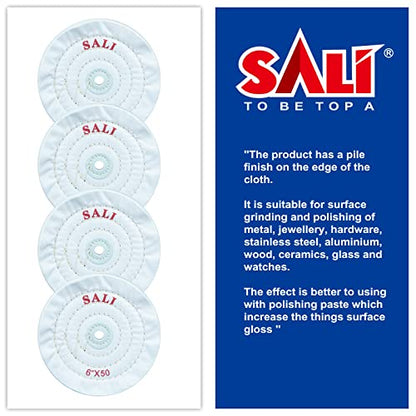 SALI 4 Pack Polishing Wheel for Bench Grinder Buffing Wheel 6 inch White Cotton (50 Ply) for Buffer Polisher Fine Polish Pad 1/2'' Arbor Hole - style: Soft