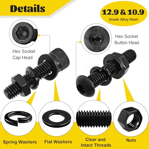 1500PCS M4 Hex Socket Cap Head & Button Head Screws and Nuts Kit - size: M4 1500pcs