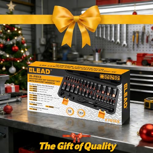 35-Piece Master Hex Bit Socket Set, 1/4", 3/8", 1/2" Drive Allen Socket Set H2-H19, 5/16"-3/4", Premium CR-V & S2 Alloy Steel, Ratchet Wrench, Sockets Adapter, High Torque for Automotive Mechanic - color: 35pcs Hex Bit Socket Set Black