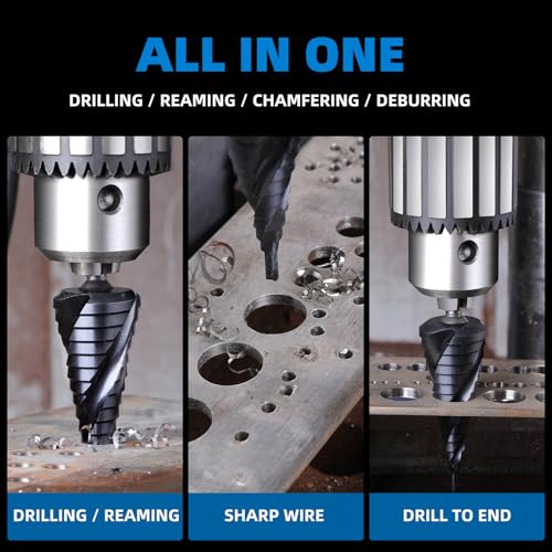 GRENPRO M35 Cobalt Step Drill Bit, 1/4"-1-1/8", TiAlN, 1/4" Hex Shank - size: 1/4"-1-1/8"