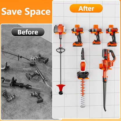 Wall-Mounted Weed Wacker Hanger, Garage Tool Organizer, 2 Pack Orange - color: orange 2 Pack