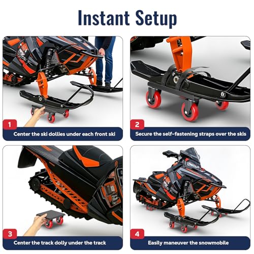 Snowmobile Dolly Heavy Duty with 3 Inch Caster Wheels V-Slide Steel Dollies
