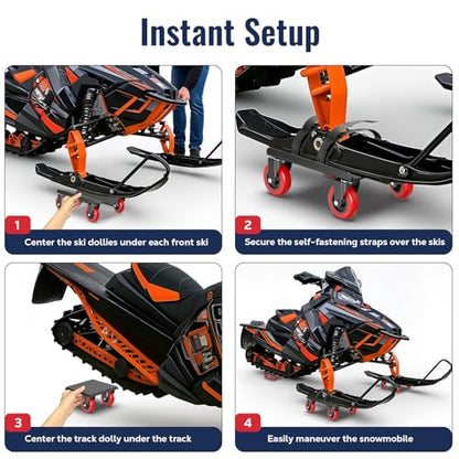 Snowmobile Dolly Heavy Duty with 3 Inch Caster Wheels V-Slide Steel Dollies