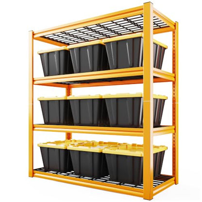 REIBII 40" W Yellow Garage Shelving with Double-Layer Frames for Hobbyists - size: 40" W X 19.7" D X 59.9" H