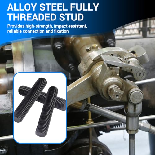 5pcs M12*110mm Fully Threaded Stud, Grade 10.9 Carbon Steel Black Oxide Finish Long Threaded Rod Bar for Furniture Industrial Maintenance Connection Fasteners - size: M12*110-5PCS