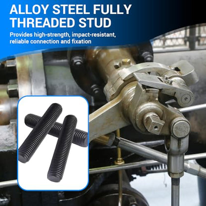 5pcs M12*110mm Fully Threaded Stud, Grade 10.9 Carbon Steel Black Oxide Finish Long Threaded Rod Bar for Furniture Industrial Maintenance Connection Fasteners - size: M12*110-5PCS