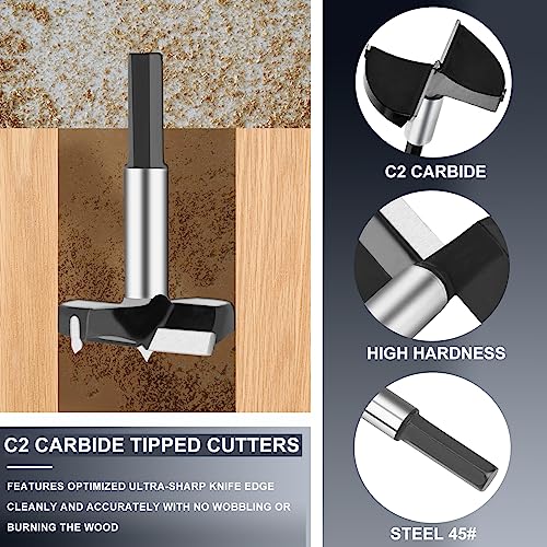 1-9/16"Forstner Drill Bit,Tungsten Carbide Tipped Wood Hole Saw - size: 1-9/16"|40mm, style: 2-Cutter