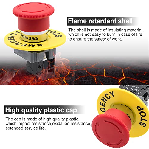 1Pack Red Mushroom Head Emergency Stop Push Button Switch Press - style: Red Mushroom Head Emergency Stop Switch 1NC