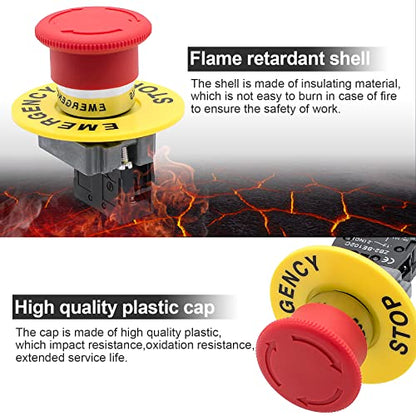 1Pack Red Mushroom Head Emergency Stop Push Button Switch Press - style: Red Mushroom Head Emergency Stop Switch 1NC