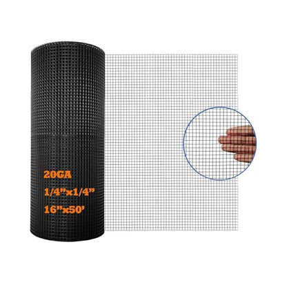 Black PVC Coated Hardware Cloth 16 Inch x 50 Foot -1/4 Inch x 1/4 Inch 20GA - size: 16 Inch x 50 Foot