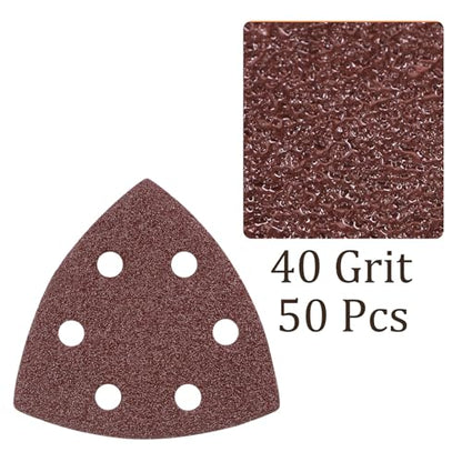 50pcs Mouse Sander Detail Sandpaper 40Grit 3-1/2" Triangle - size: 40 grit