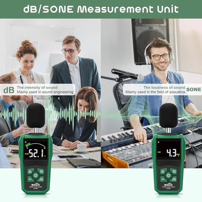 SQECH Decibel Meter, Digital Sound Level Meter with LCD Color Screen,Portable SPL Meter Range 30-130dB with A/C Weighted,MAX/MIN,Data Hold,dB/SONE Unit,FAST/SLOW Response,for Home/Office/Factories