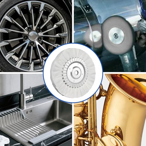 8" Fine White Airway Buffing Wheel with 5/8" Arbor Flange-Free Hub, Flange-Free, Cotton Polishing Wheel for Aluminum Truck Wheels, Rims, Chrome, Stainless Steel – Final Mirror Finish - size: 1 PC Fine Polishing Wheel