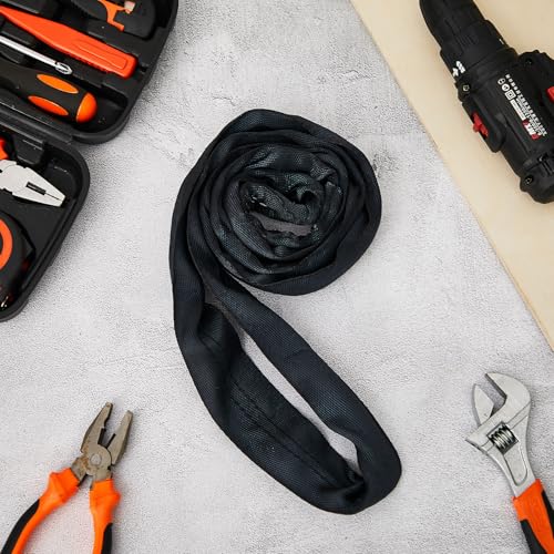 Fabbay 4 Pcs 6.6 Feet Endless Round Slings Polyester Lifting Straps, Black