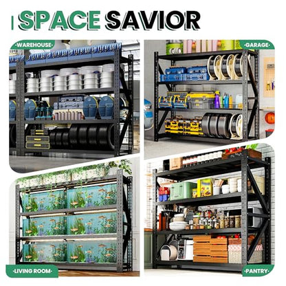 4-Tier Heavy Duty Garage Shelving,Industrial Shelving for Maximum Capacity,Garage Storage Racks Heavy Duty Steel Shelves,Ultra-Wide Metal Rack for 3‑Car Garages,Warehouses - size: 24"D*79"W*75"H