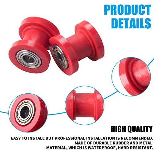 JINGKE 8mm and 10mm Chain Roller Pulley Tensioner Wheel Guide Per for Motorcycle Mini Bike Atv 125cc 140cc 160cc SSR XR125 CRF50 KLX110 Pitster Pit Dirt Bike Parts（RED）… - color: Red