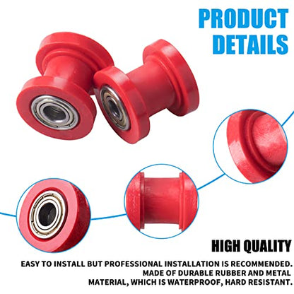 JINGKE 8mm and 10mm Chain Roller Pulley Tensioner Wheel Guide Per for Motorcycle Mini Bike Atv 125cc 140cc 160cc SSR XR125 CRF50 KLX110 Pitster Pit Dirt Bike Parts（RED）… - color: Red