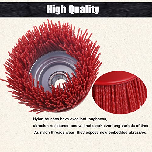 4 Inch Abrasive Filament Nylon Cup Brush for Angle Grinder, 5/8" 11 Thread Corrosion, Paint, for Surface Pre-Treatment of Various Metals (5 Pack) - style: 5 Pack