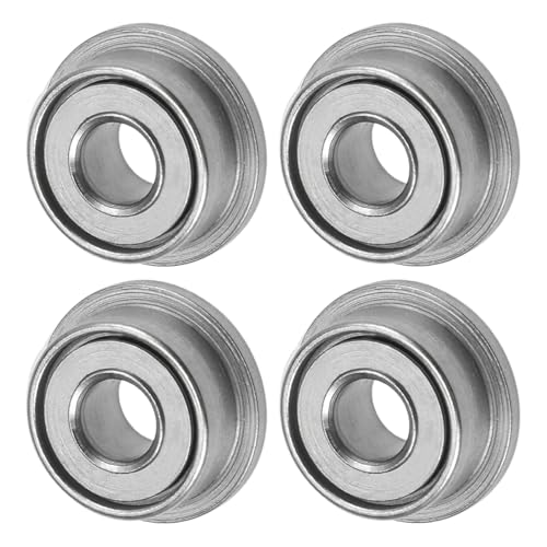 M METERXITY 4-Pack F682ZZ Flanged Ball Bearing, 2 x 5 x 2.3mm Double Metal Shielded Chrome Steel (GCr15) Flange Rip Bearings for Wheelbarrow/Printer/Fax Machines/Power Tools - size: 2mm x 5mm x 2.3mm