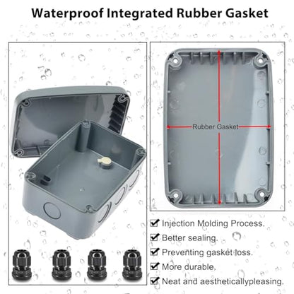 Outdoor Junction Box,3 Set Electrical Boxes with 20mm Cable Gland Kit - color: 3PK, size: Medium+4*M20