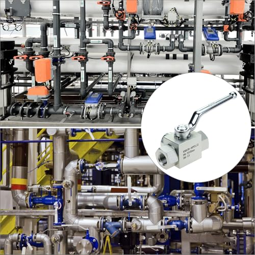 QWORK 3-Way High Pressure Hydraulic Ball Valve, 1/2" NPT Female, 7250 PSI, for Controls Flow Direction of Water, Oil, Gas