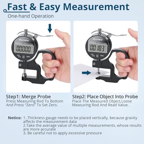 Digital Thickness Gauge 0-12.7mm,0.001mm Precision with LCD Display - size: 0-12.7mm,0.001 mm