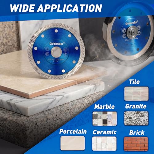 GoYonder 10pcs 5" Diamond Saw Blades for Angle Grinder - Cutting Porcelain, Granite, 115mm Tile Blade - size: 5"-10 PCS
