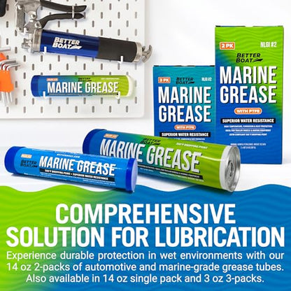 Better Boat Marine Grease Tube, 2 Pack 14 Oz, Waterproof High Temp Trailer - size: 2PK 14oz