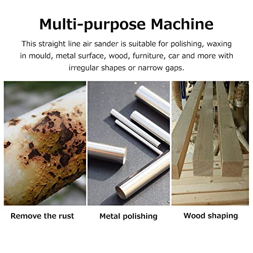Air Sander, Mini Straight Line Air Sander with 2 Sanding Pads Random Orbital Pneumatic Sander Air-Operated Handheld Polisher Waxer for Auto Body Work Furniture Wood Metal Surface - size: KP-6902