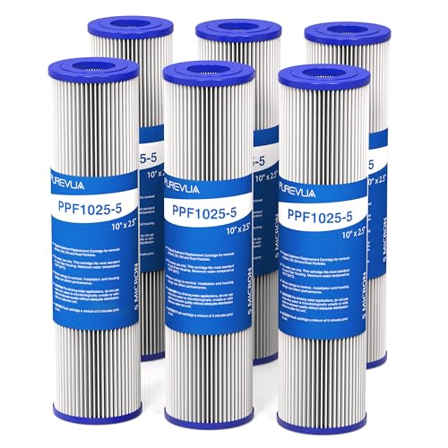 5 Micron Pleated Water Filter Cartridge 10" x 2.5", 6-Pack - size: 5 Micron