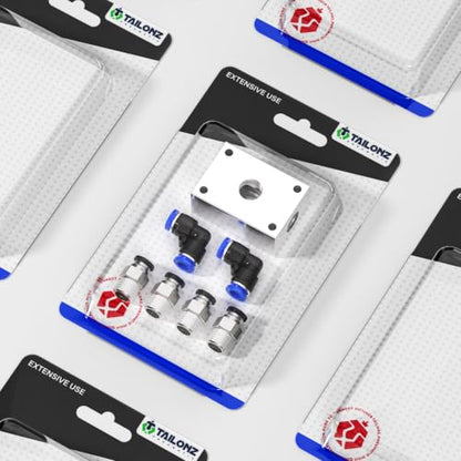TAILONZ 3/8" NPT Aluminum Air Manifold Shunt Block Kit - size: 3/8" NPT-7PCS Kit