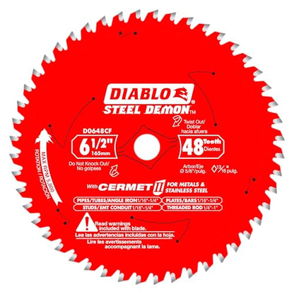 Diablo Steel Demon Cermet II Saw Blade for Medium Metal - 6-1/2" x 48-Teeth - size: 6-1/2", style: 48 TCG