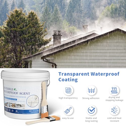 Transparent Waterproof Coating 175 Oz (5 KG), Invisible Waterproof Agent, Water-Based Repairing Leak Water Proof Glue, Indoor & Outdoor Liquid Sealant - size: 175 OZ