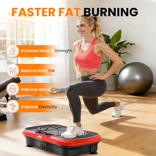 AXV Vibration Plate Exercise Machine Fitness Platform Body Vibrating Board - color: SLIM.RED