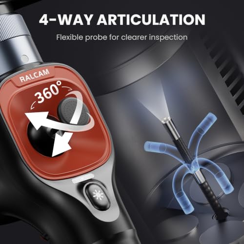 Ralcam 360° Articulating Borescope, 6.2mm/0.24in Slim Probe - size: 6.6FT