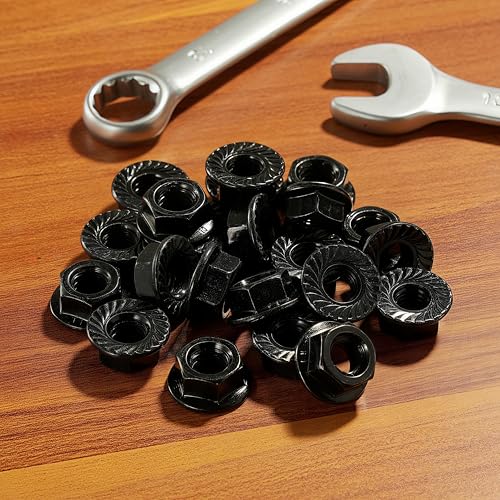 M10x1.5mm Metric Serrated Hex Flange Nuts, Grade 10.9 Alloy Steel, Heat Treated, Black Oxide Finish, 10PCS - color: Black, size: Black M10x 1.5mm