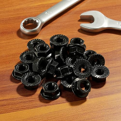 M10x1.5mm Metric Serrated Hex Flange Nuts, Grade 10.9 Alloy Steel, Heat Treated, Black Oxide Finish, 10PCS - color: Black, size: Black M10x 1.5mm