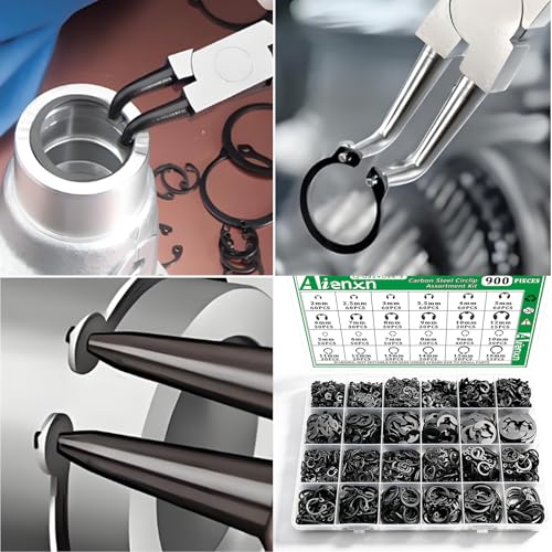900PCS Snap Rings Kit, E Clips Kit (2-12MM) and C Clips Kit (5-16MM) - color: Black Carbon Steel, size: 900PCS E-clips+c-clips