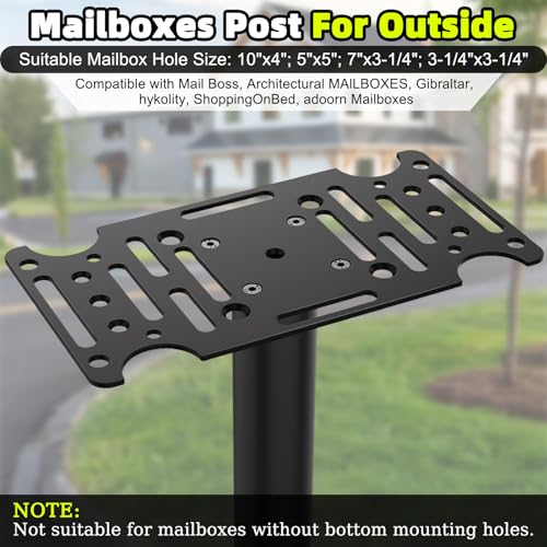 43" Black Metal Mailbox Post for Outside - size: 43" Post