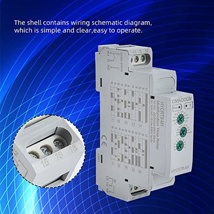 CNAODUN Multifunction Time Relay HYCRT8-M1 0.1s-10days 16A AC/DC 24-240V 10 Function Choices Time Delay Relay Din Rail Mount Type - size: HYCRT8-M1,Multifunction