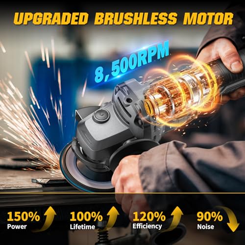 Angle Grinder 4-1/2" Cordless Compatible with DEWALT 20V MAX Battery - color: Grey