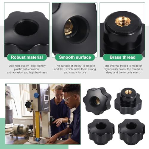 10Pcs 7 Star Through Hole Knob M6 Knurled Thread Clamping Knob, Star Shape Hand Knobs Black Plastic Screw-On Clamping Star Knob Handle - size: M6, style: Through Hole