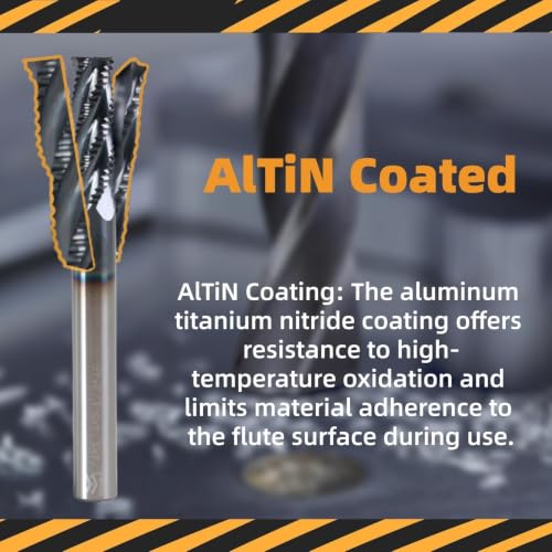 1/4" 4 Flute Roughing End Mill AlTiN Coated Carbide, 1Pcs - size: 1/4 in