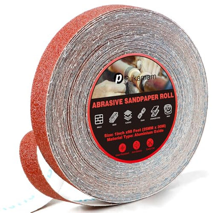 Emery Cloth Roll 60 Grit 1" x 98' for Metal & Wood - size: 60 Grit