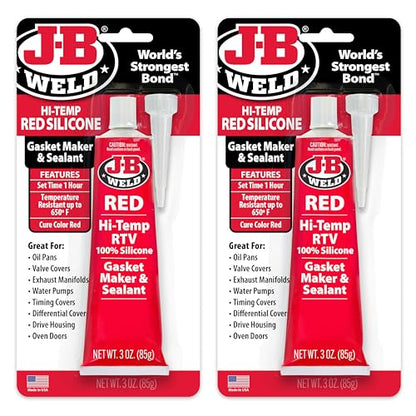 J-B Weld 31314 Red High Temperature RTV Silicone Gasket Maker and Sealant - 3 oz. - 2-Pack - size: 3OZ 2 Pack