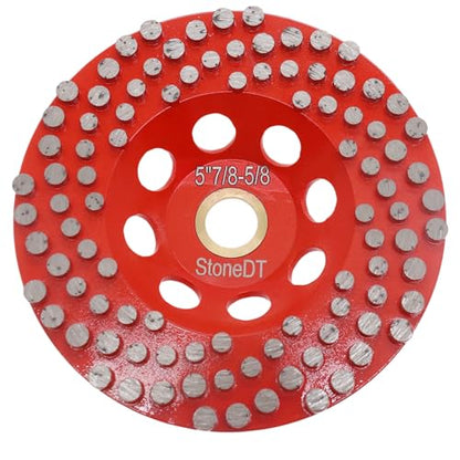 5” Concrete Grinding Wheel, Diamond Grinding Cup Wheel for Marble Granite, Angle Grinder Cup Wheel Fits 7/8-5/8 Inch Arbor, 16/20 Coarse Grit, Dot Segment - style: 5''